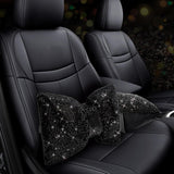 2 PCS Bling Car Pillows,Rhinestones Bowknot Car Headrest Pillow,Car Neck Pillow for Driver Relax Necksupport,Sleeping Travel Support Neck Pillow,Shiny Diamond Interior Accessories for Women,Black - Side View