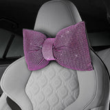 2 PCS Bling Car Pillows,Rhinestones Bowknot Car Headrest Pillow,Car Neck Pillow for Driver Relax Necksupport,Sleeping Travel Support Neck Pillow,Shiny Diamond Interior Accessories for Women,Pink - Top-Down View