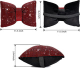 2 PCS Bling Car Pillows,Rhinestones Bowknot Car Headrest Pillow,Car Neck Pillow for Driver Relax Necksupport,Sleeping Travel Support Neck Pillow,Shiny Diamond Interior Accessories for Women,Red - Front View