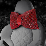 2 PCS Bling Car Pillows,Rhinestones Bowknot Car Headrest Pillow,Car Neck Pillow for Driver Relax Necksupport,Sleeping Travel Support Neck Pillow,Shiny Diamond Interior Accessories for Women,Red - Rear View