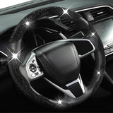 Diamond Bling Car Steering Wheel Cover with Crystal Rhinestones,3PCS Segmented Steering Wheel Protector,Universal for 99% Cars for Women(Black with Black Diamond)