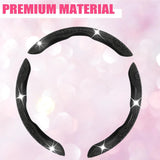 Diamond Bling Car Steering Wheel Cover with Crystal Rhinestones,3PCS Segmented Steering Wheel Protector,Universal for 99% Cars for Women(Black with Black Diamond)