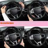Diamond Bling Car Steering Wheel Cover with Crystal Rhinestones,3PCS Segmented Steering Wheel Protector,Universal for 99% Cars for Women(Black with Black Diamond) - Low Angle