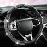 Diamond Bling Car Steering Wheel Cover with Crystal Rhinestones,3PCS Segmented Steering Wheel Protector,Universal for 99% Cars for Women(Black with White Diamond)