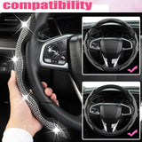 Diamond Bling Car Steering Wheel Cover with Crystal Rhinestones,3PCS Segmented Steering Wheel Protector,Universal for 99% Cars for Women(Black with White Diamond) - 45-Degree Angle