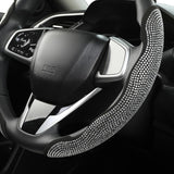 Diamond Bling Car Steering Wheel Cover with Crystal Rhinestones,3PCS Segmented Steering Wheel Protector,Universal for 99% Cars for Women(Black with White Diamond)