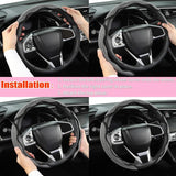 Diamond Bling Car Steering Wheel Cover with Crystal Rhinestones,3PCS Segmented Steering Wheel Protector,Universal for 99% Cars for Women(Black with White Diamond)