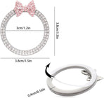 Pink Bow Car Accessories,Bow Tie Engine Start Button Ring,Bling Girly Silver Rhinestone Ring Start Stop Button Car Decor for Women,Ignition Ring Car Charm