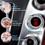 Pink Bow Car Accessories,Bow Tie Engine Start Button Ring,Bling Girly Silver Rhinestone Ring Start Stop Button Car Decor for Women,Ignition Ring Car Charm