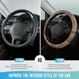 Leopard Steering Wheel Cover for Women, Cute Anti-Slip Microfiber Leather, Universal Fit 14.5-15 Inch Round Steering Wheel - Beige - Side View