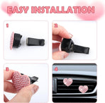 4PCS Heart-Shaped Car Vent Clips with Rhinestone,Bling Air Vent Clips Car Decorations,Premium Shiny Car Clips for Vents Accessories Interior (Black)