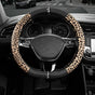 Leopard Steering Wheel Cover for Women, Cute Anti-Slip Microfiber Leather, Fits D Shape Flat Bottom Steering Wheel 14.5-15 Inch - Black