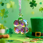 Crystal Four Leaf Clover Car Rear View Mirror Pendant Hanging Ornament for Car Accessories, Backpack, or Bag Decor