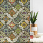 Stained Glass Effect Decorative Window Film, Static‑Free Self‑Adhesive Frosted Privacy Window Protective Film, 60cm x 200cm