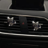 Bling Rhinestone Car Air Vent Clip,Dashboard Outlet Clip,Car Air Freshener Vent Clips,Car Air Conditioning Outlet Clip Decorative,Bling Car Accessories Car Interior Decoration Charm,Cute Car Decor (Cute kitten-BK) - Side View