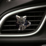 Bling Rhinestone Car Air Vent Clip,Dashboard Outlet Clip,Car Air Freshener Vent Clips,Car Air Conditioning Outlet Clip Decorative,Bling Car Accessories Car Interior Decoration Charm,Cute Car Decor (Cute kitten-BK) - Top-Down View