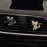 Bling Rhinestone Car Air Vent Clip,Dashboard Outlet Clip,Car Air Freshener Vent Clips,Car Air Conditioning Outlet Clip Decorative,Bling Car Accessories Car Interior Decoration Charm,Cute Car Decor (Cute kitten-BK) - 45-Degree Angle