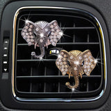 Bling Rhinestone Elephants Head Car Air Vent Clip Dashboard Outlet Clip Air Freshener Vent Clips Decorative Cute Car Decor