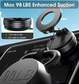 2026 Upgraded Vacuum Magnetic Car Phone Holder 360° Reinforced 96LBS Ultra Suction Cup Phone Mount for MagSafe Cell Phone Holders for Your Car/Gym/Mirror Mount for iPhone & Android - Side View