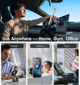 2026 Upgraded Vacuum Magnetic Car Phone Holder 360° Reinforced 96LBS Ultra Suction Cup Phone Mount for MagSafe Cell Phone Holders for Your Car/Gym/Mirror Mount for iPhone & Android - Close-Up Angle