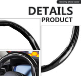 3pcs Universal Carbon Fiber Steering Wheel Cover - Anti-Slip & Segmented Design, Universal 99% Durable Steering Wheel Protector for Men and Women, Car Interior Accessory (Black) - Side View