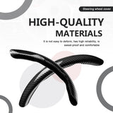 3pcs Universal Carbon Fiber Steering Wheel Cover - Anti-Slip & Segmented Design, Universal 99% Durable Steering Wheel Protector for Men and Women, Car Interior Accessory (Black) - Top-Down View