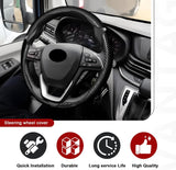 3pcs Universal Carbon Fiber Steering Wheel Cover - Anti-Slip & Segmented Design, Universal 99% Durable Steering Wheel Protector for Men and Women, Car Interior Accessory (Black) - 45-Degree Angle