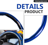 3pcs Universal Carbon Fiber Steering Wheel Cover - Anti-Slip & Segmented Design, Universal 99% Durable Steering Wheel Protector for Men and Women, Car Interior Accessory (Blue) - Side View