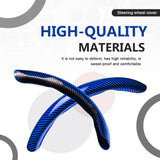 3pcs Universal Carbon Fiber Steering Wheel Cover - Anti-Slip & Segmented Design, Universal 99% Durable Steering Wheel Protector for Men and Women, Car Interior Accessory (Blue) - Top-Down View