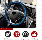 3pcs Universal Carbon Fiber Steering Wheel Cover - Anti-Slip & Segmented Design, Universal 99% Durable Steering Wheel Protector for Men and Women, Car Interior Accessory (Blue) - 45-Degree Angle