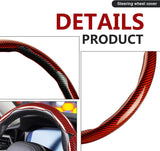 3pcs Universal Carbon Fiber Steering Wheel Cover - Anti-Slip & Segmented Design, Universal 99% Durable Steering Wheel Protector for Men and Women, Car Interior Accessory (Red) - Side View