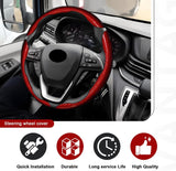 3pcs Universal Carbon Fiber Steering Wheel Cover - Anti-Slip & Segmented Design, Universal 99% Durable Steering Wheel Protector for Men and Women, Car Interior Accessory (Red) - 45-Degree Angle