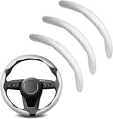 3pcs Universal Carbon Fiber Steering Wheel Cover - Anti-Slip & Segmented Design, Universal 99% Durable Steering Wheel Protector for Men and Women, Car Interior Accessory (White)