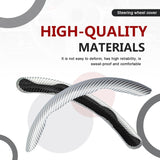 3pcs Universal Carbon Fiber Steering Wheel Cover - Anti-Slip & Segmented Design, Universal 99% Durable Steering Wheel Protector for Men and Women, Car Interior Accessory (White) - Top-Down View