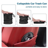 Car Trash Can, 2 Packs Mini Collapsible Pop-up Car Garbage Can, Waterproof Hanging Car Trash Bag with Velcro, Car Trash Bin, Black - Front View