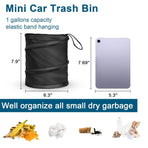 Car Trash Can, 2 Packs Mini Collapsible Pop-up Car Garbage Can, Waterproof Hanging Car Trash Bag with Velcro, Car Trash Bin, Black