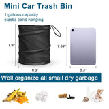Car Trash Can, 2 Packs Mini Collapsible Pop-up Car Garbage Can, Waterproof Hanging Car Trash Bag with Velcro, Car Trash Bin, Black - 45-Degree Angle