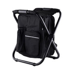 Black Insulated Cooler Backpack Chair, Folding Stool for Picnic & BBQ Outdoor Camping