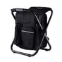 Black Insulated Cooler Backpack Chair, Folding Stool for Picnic & BBQ Outdoor Camping