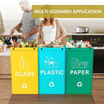 Collapsible Recycling Bags 40L, Waterproof Reusable Laminated Waste Sorting Bins with Carry Handles, Green Plastic & Orange Paper 2‑Pack for Home Kitchen Indoor Recycling