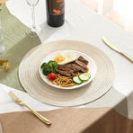 Round Woven Cotton Placemats 6 Pack, Beige Washable Braided Table Mats, 38cm Heat‑Resistant Circular Table Place Mats for Dining Table Kitchen Home Decor