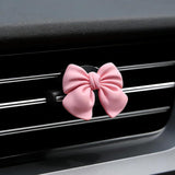 6 pcs Pink Bow Car Air Vent Clips Coquette Cute Girly Car Decor Accessories Interior Aesthetic Decorations Charm Stuff for Women Girl - Top-Down View