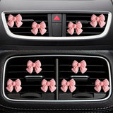 6 pcs Pink Bow Car Air Vent Clips Coquette Cute Girly Car Decor Accessories Interior Aesthetic Decorations Charm Stuff for Women Girl