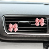 6 pcs Pink Bow Car Air Vent Clips Coquette Cute Girly Car Decor Accessories Interior Aesthetic Decorations Charm Stuff for Women Girl - Rear View