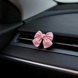 6 pcs Pink Bow Car Air Vent Clips Coquette Cute Girly Car Decor Accessories Interior Aesthetic Decorations Charm Stuff for Women Girl - Close-Up Angle
