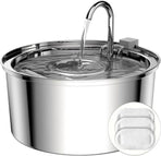 Cat Water Fountain, 3.2L Stainless Steel Pet Water Fountain with Filters, Quiet Automatic Cat Water Dispenser Water Bowl, Includes 4 Replacement Filters for Cats & Dogs