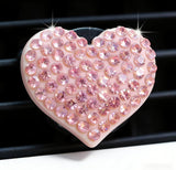 6 pcs Pink Heart Car Air Vent Clips Coquette Cute Girly Car Decor Accessories Interior Aesthetic Decorations Charm Stuff for Women Girl - Front View