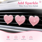 6 pcs Pink Heart Car Air Vent Clips Coquette Cute Girly Car Decor Accessories Interior Aesthetic Decorations Charm Stuff for Women Girl - Side View