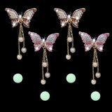 4 in 1 Bling Butterfly Aromatherapy Air Vent Clips, Diamond Pearl Pendant Butterfly Car Air Fresheners, Cute Car Decoration, Interior Decor - Front View