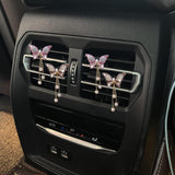 4 in 1 Bling Butterfly Aromatherapy Air Vent Clips, Diamond Pearl Pendant Butterfly Car Air Fresheners, Cute Car Decoration, Interior Decor - 45-Degree Angle